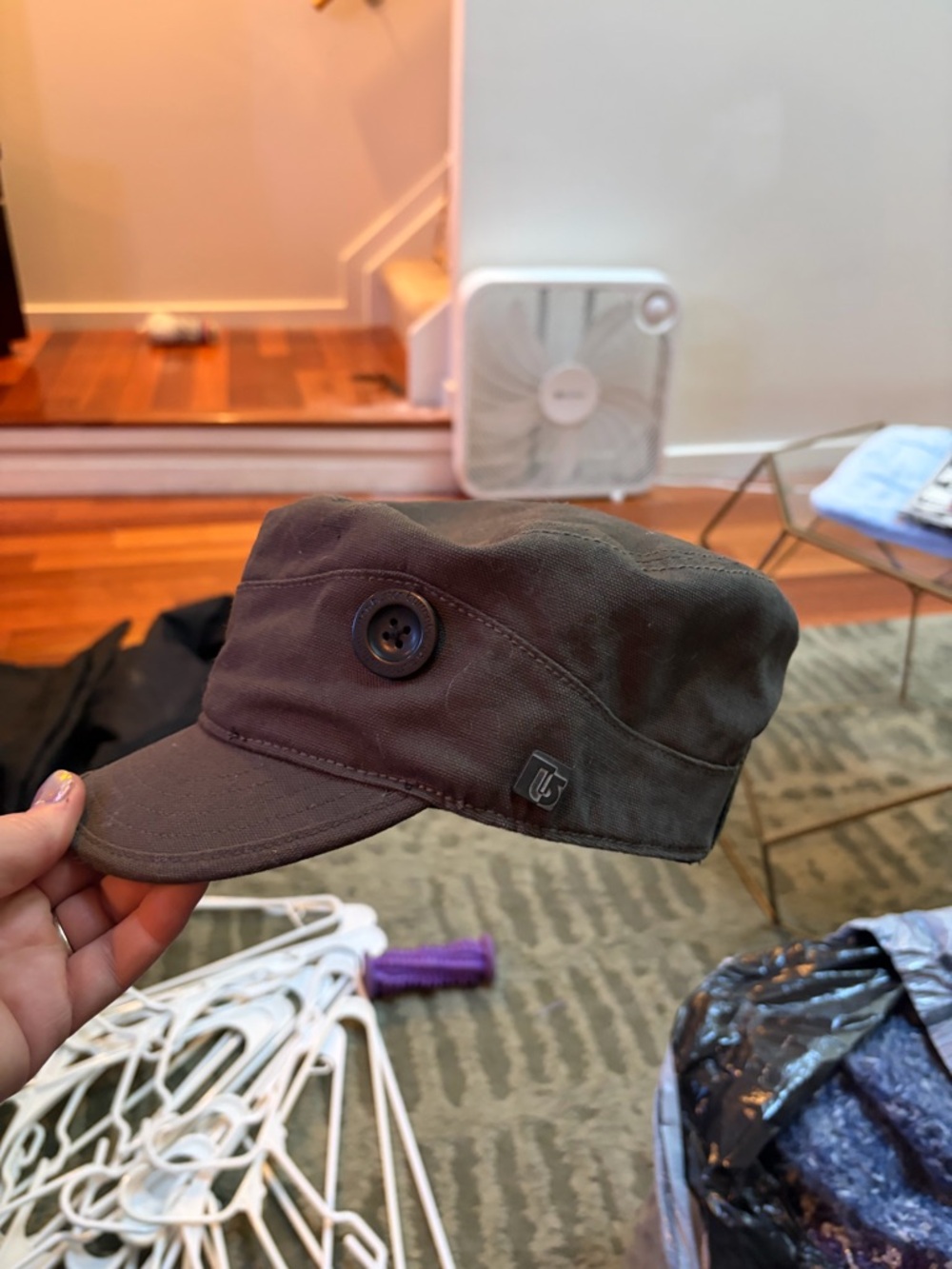 Burton Olive Green Military Cadet Hat with Button Accent